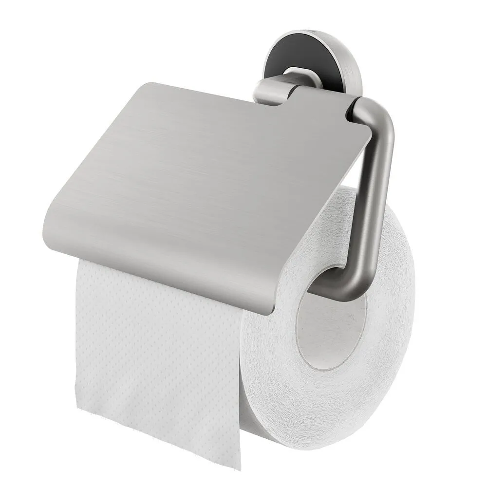 Portarrollos con tapa acero inox. cepillado/negro Cooper
