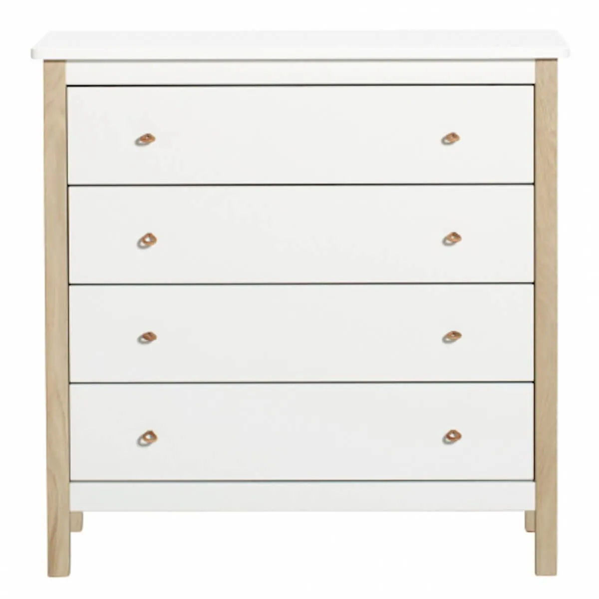 Cómoda 4 cajones WOOD Oliver Furniture blanco-roble