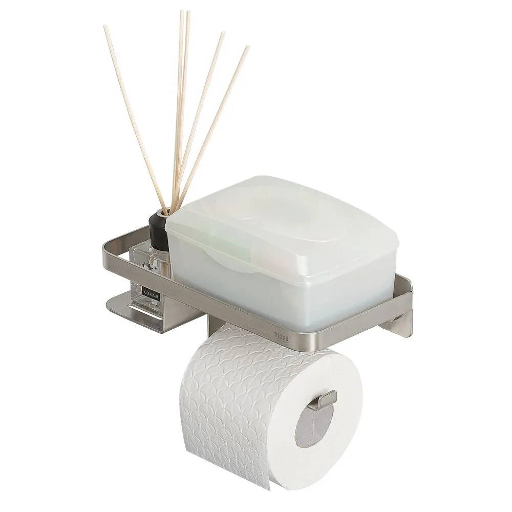 Portarrollos con repisa acero inox. cepillado Caddy
