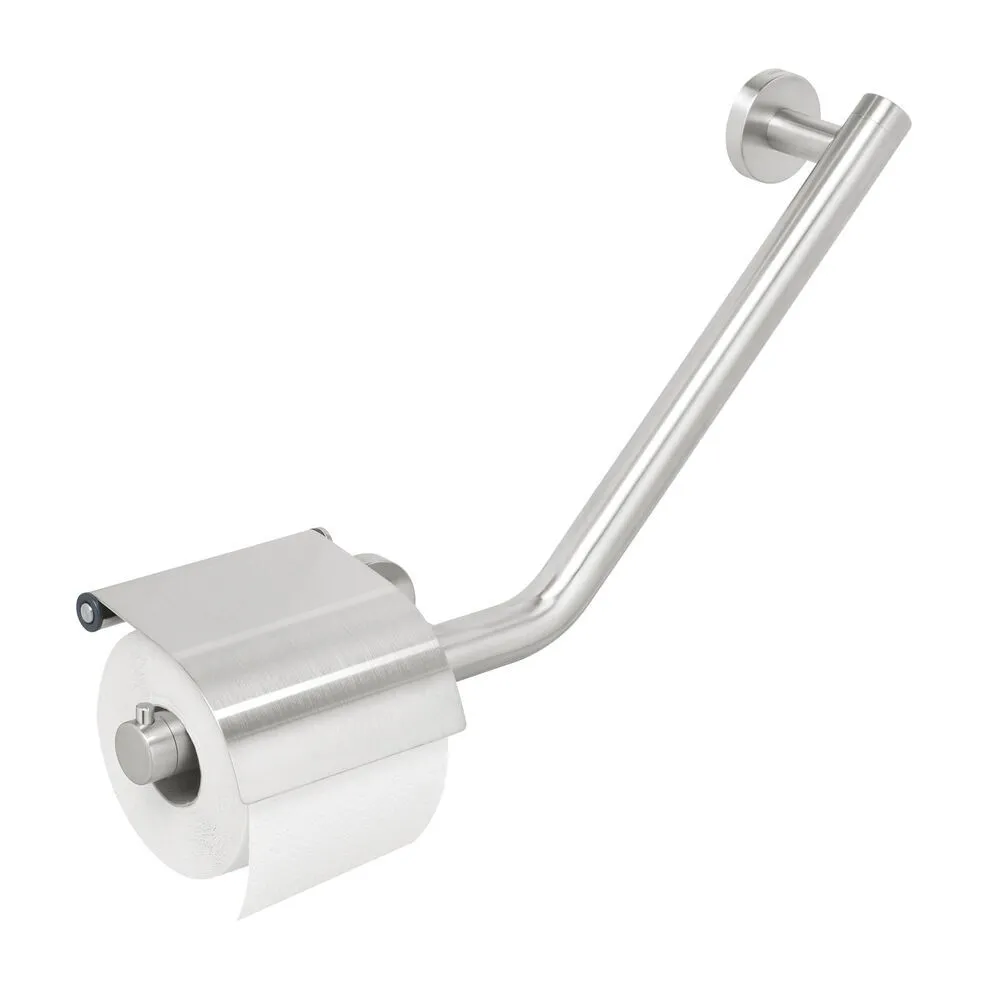 Barra para baño Boston Comfort & Safety con portarrollos de papel higiénico con tapa a la derecha acero inox. cepillado