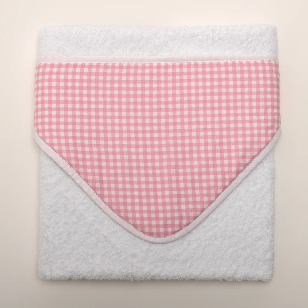 Toalla c/ Capucha Vichy Rosa
