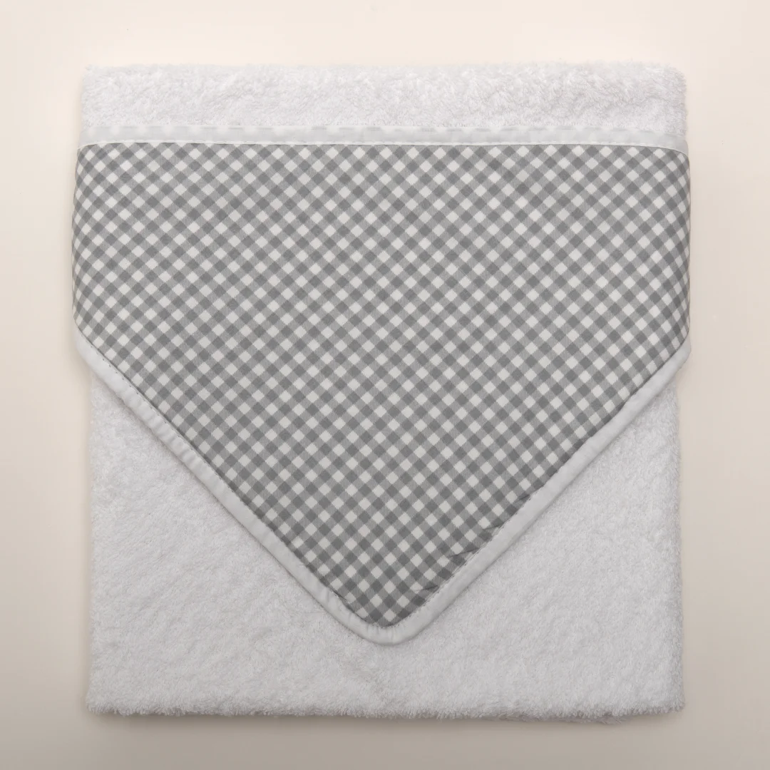 Toalla c/ Capucha Vichy Gris