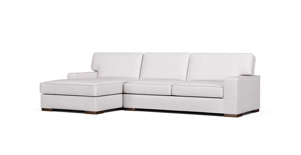 Coulee Point 2-Piece Sectional with Chaise Slipcover - Everyday Cotton Pebble