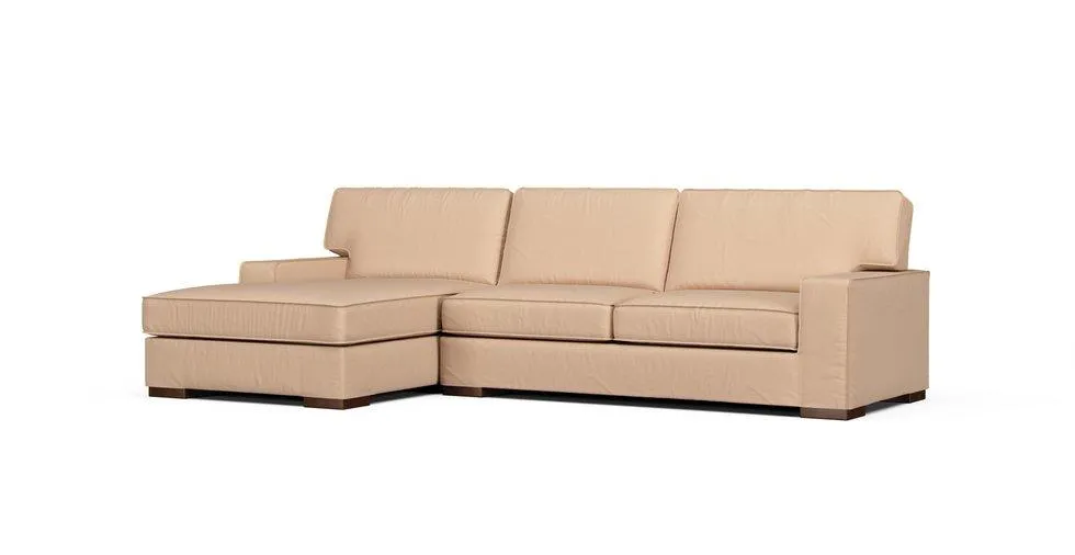 Coulee Point 2-Piece Sectional with Chaise Slipcover - Everyday Cotton Khaki