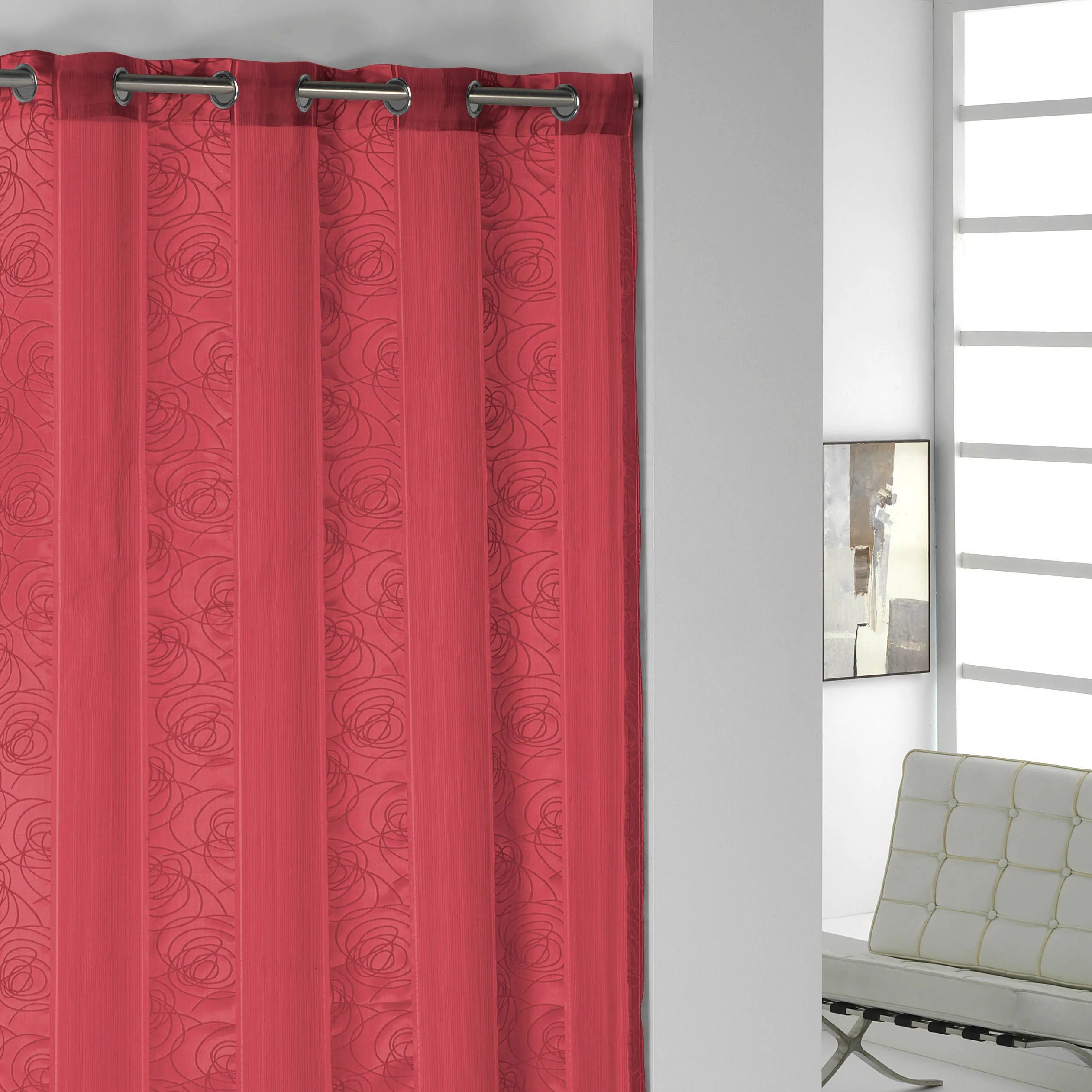Cortina Eden 140X265 cm Trazos Granate