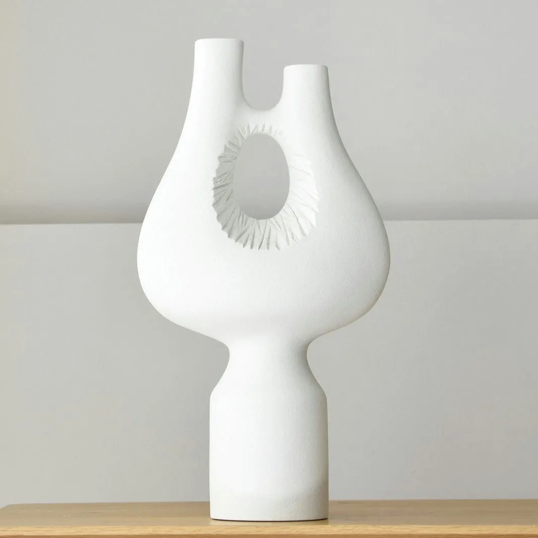 Escultura Cerámica Artesanal Colección Vacío. Pieza 1. Textura Blanca