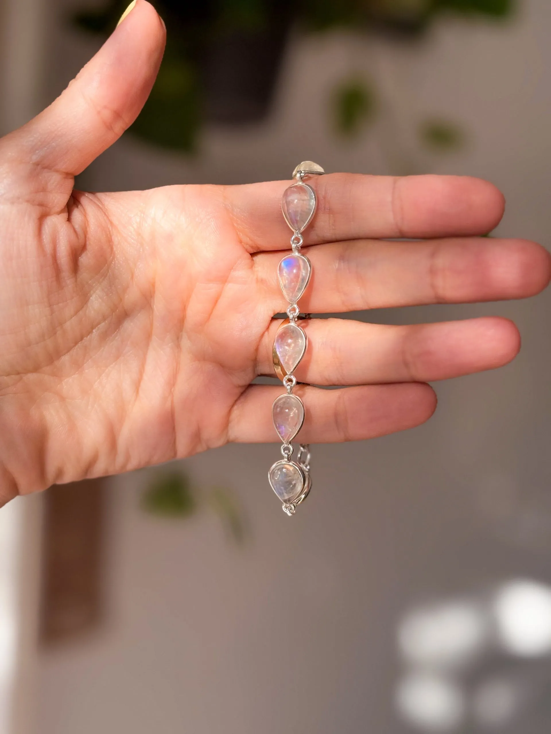Pulsera Plata y Piedra Luna
