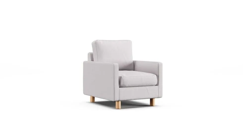 1 Seater Slim Arm Sofa Cover - Everyday Cotton Pebble