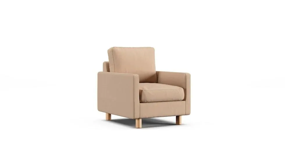 1 Seater Slim Arm Sofa Cover - Everyday Cotton Khaki