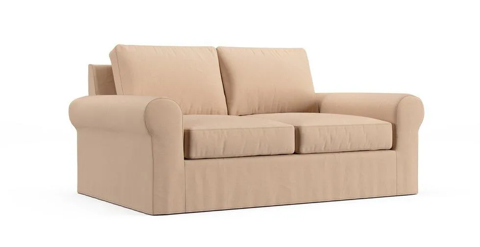 Big Sur Roll Arm Deep Seat 77" Loveseat Slipcover - Everyday Cotton Khaki