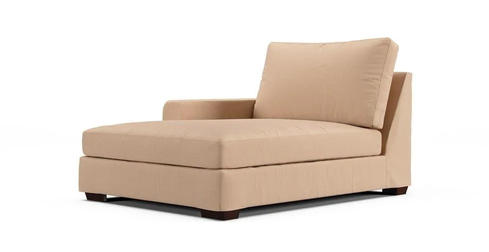 Big Sur Square Arm Left/Right 51" Wide Chaise Sectional Slipcover - Everyday Cotton Khaki