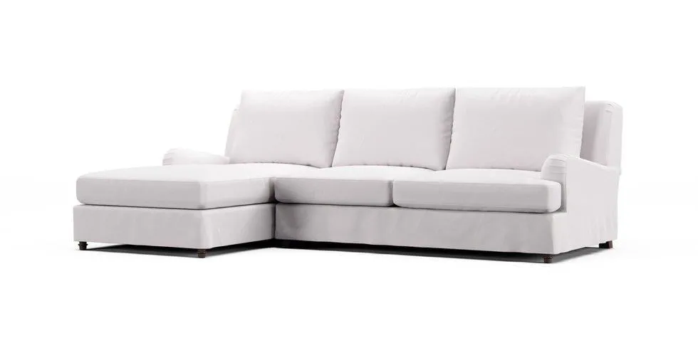 Carlisle 100" Chaise Sectional Slipcover - Everyday Cotton Pebble