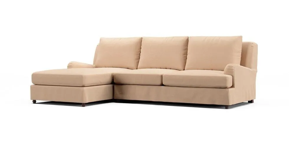Carlisle 100" Chaise Sectional Slipcover - Everyday Cotton Khaki