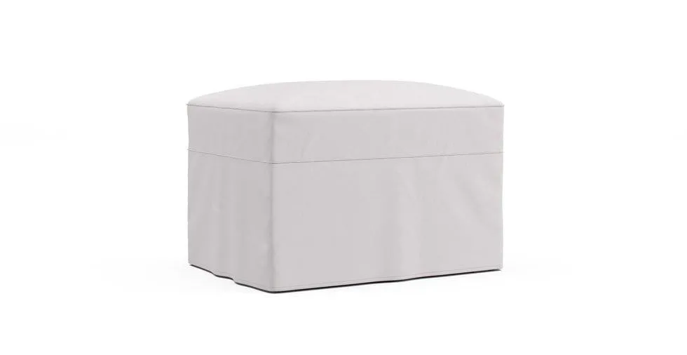 Cameron Roll Arm Ottoman Slipcover - Everyday Cotton Pebble