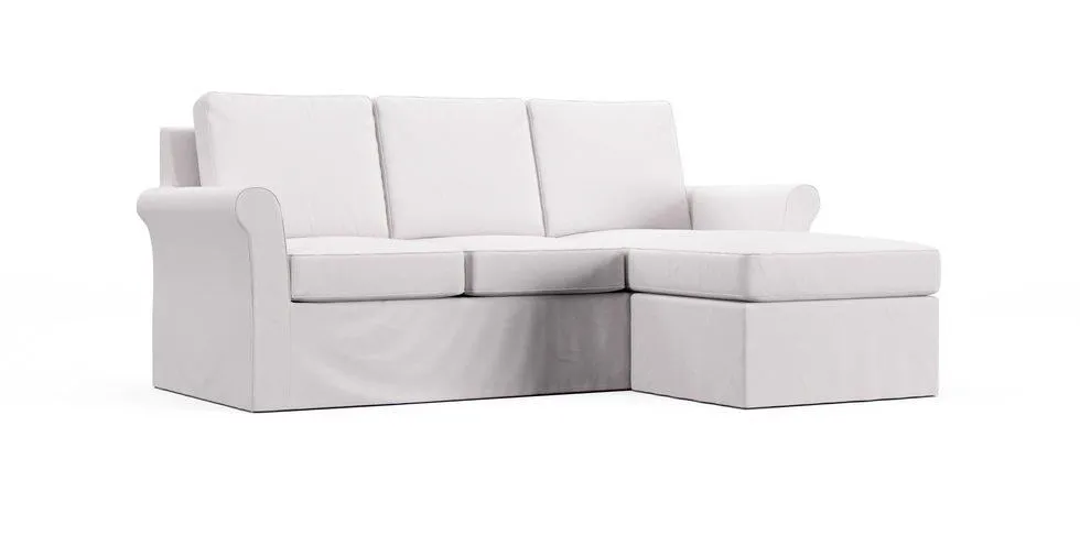 Cameron Roll Arm 88" Reversible Chaise Sectional Slipcover - Everyday Cotton Pebble