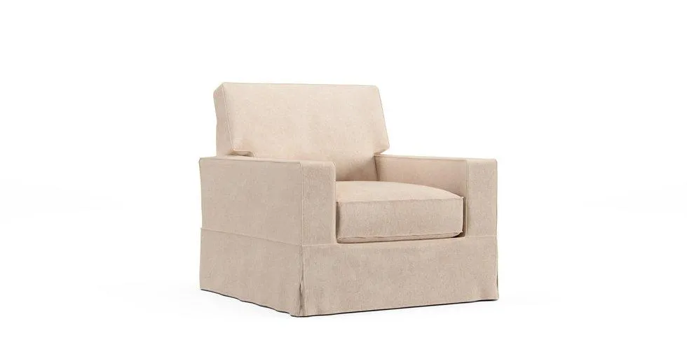 PB Comfort Square Arm Armchair Slipcover - Mod Basketweave Pearl