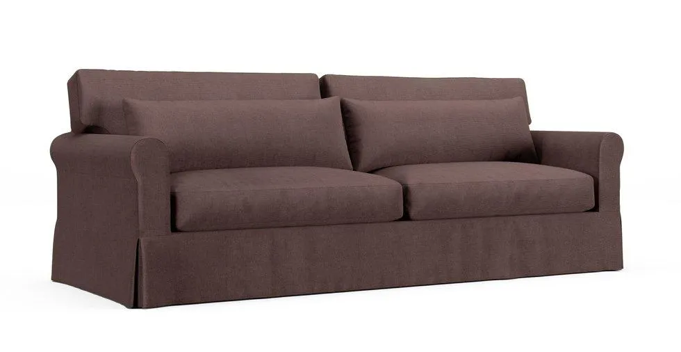 York Roll Arm Deep Seat Two Seat Cushions 97" Grand Sofa Slipcover - Mod Basketweave Espresso