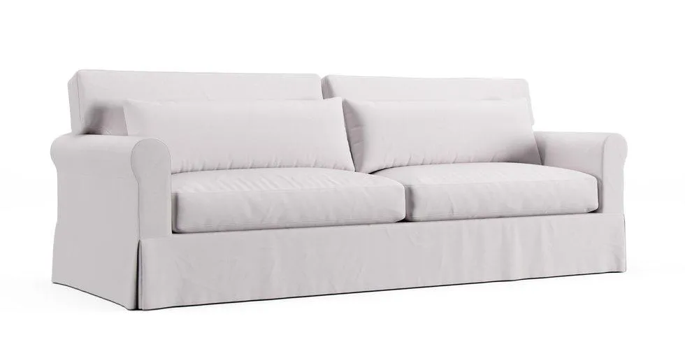 York Roll Arm Deep Seat Two Seat Cushions 97" Grand Sofa Slipcover - Everyday Cotton Pebble