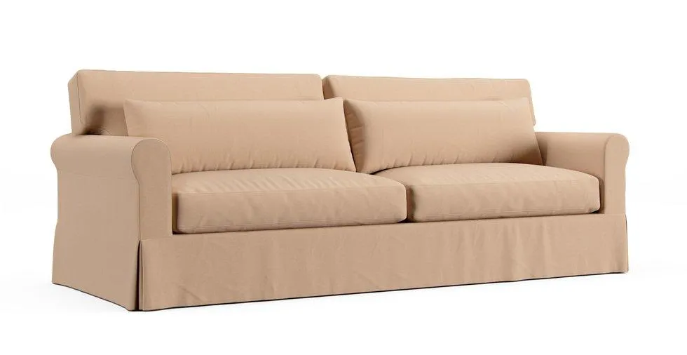 York Roll Arm Deep Seat Two Seat Cushions 97" Grand Sofa Slipcover - Everyday Cotton Khaki