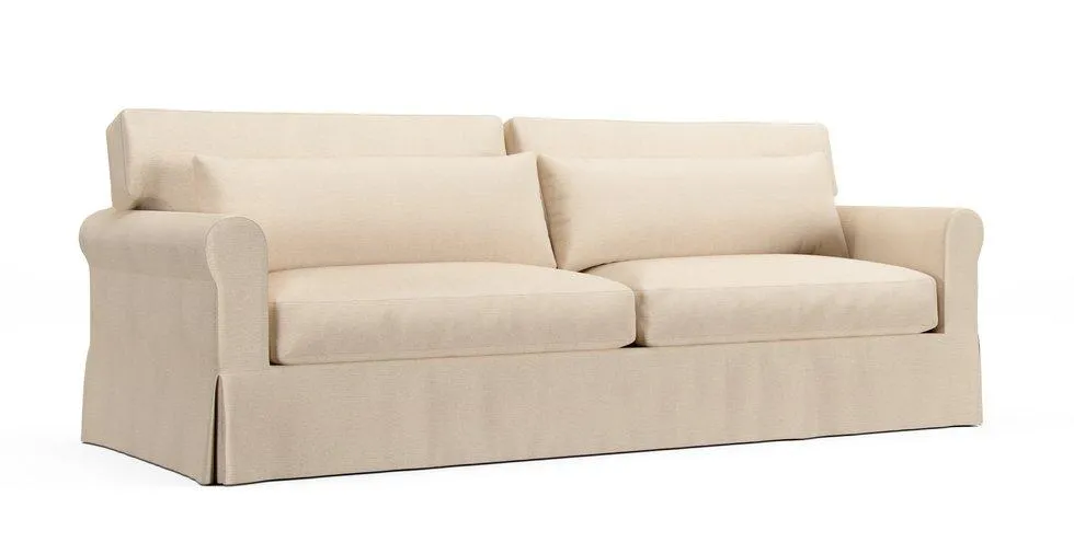 York Roll Arm Deep Seat Two Seat Cushions 97" Grand Sofa Slipcover - Mod Chenille Cream
