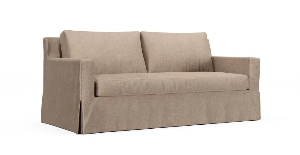 York Square Arm Bench Seat Sofa 80.5" Slipcover - Mod Basketweave Flax