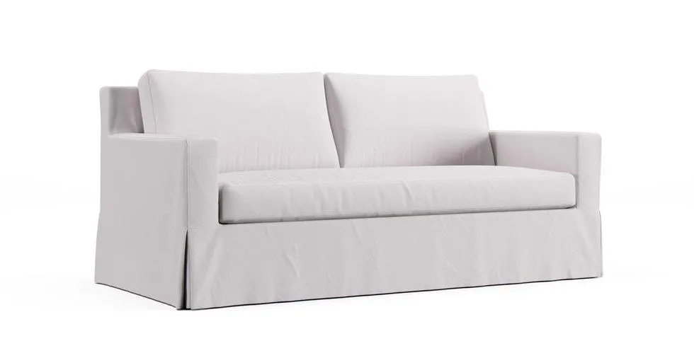 York Square Arm Bench Seat Sofa 80.5" Slipcover - Everyday Cotton Pebble