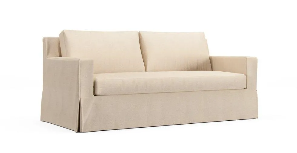 York Square Arm Bench Seat Sofa 80.5" Slipcover - Mod Chenille Cream