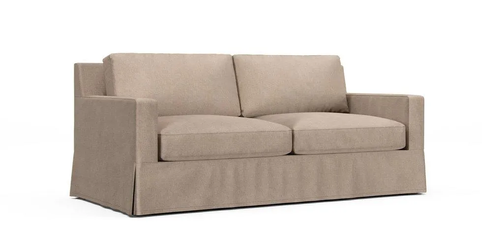 York Square Arm Sofa 80.5" Slipcover - Mod Basketweave Flax