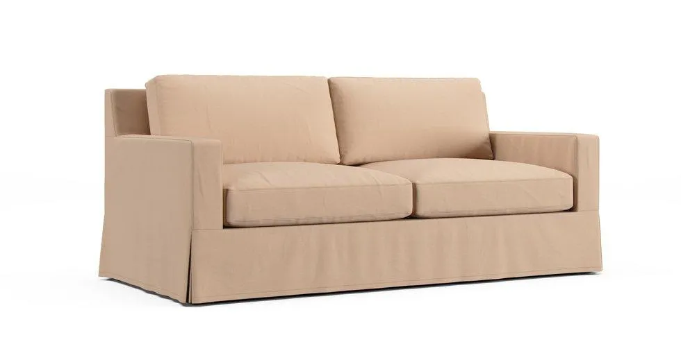 York Square Arm Sofa 80.5" Slipcover - Everyday Cotton Khaki