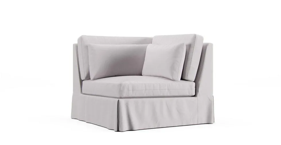 York Square Arm Deep Seat Corner Sectional Slipcover - Everyday Cotton Pebble
