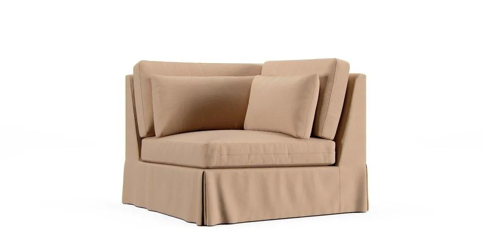 York Square Arm Deep Seat Corner Sectional Slipcover - Everyday Cotton Khaki