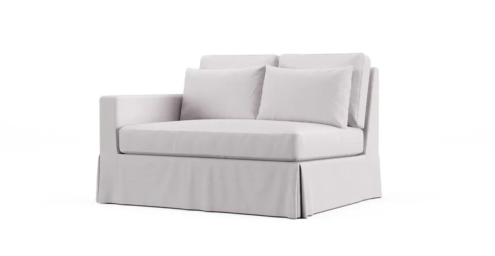 York Square Arm Deep Seat Left/Right 54" Loveseat with Bench Cushion Sectional Slipcover - Everyday Cotton Pebble
