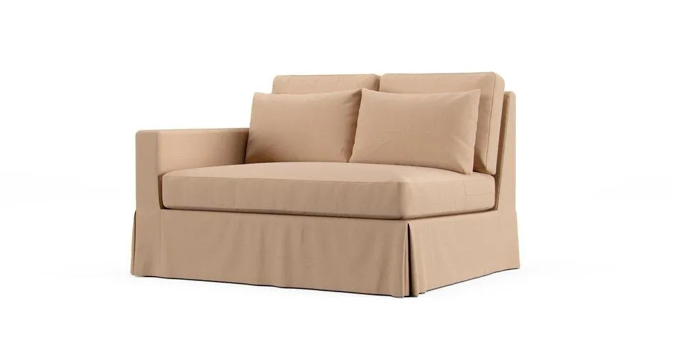 York Square Arm Deep Seat Left/Right 54" Loveseat with Bench Cushion Sectional Slipcover - Everyday Cotton Khaki