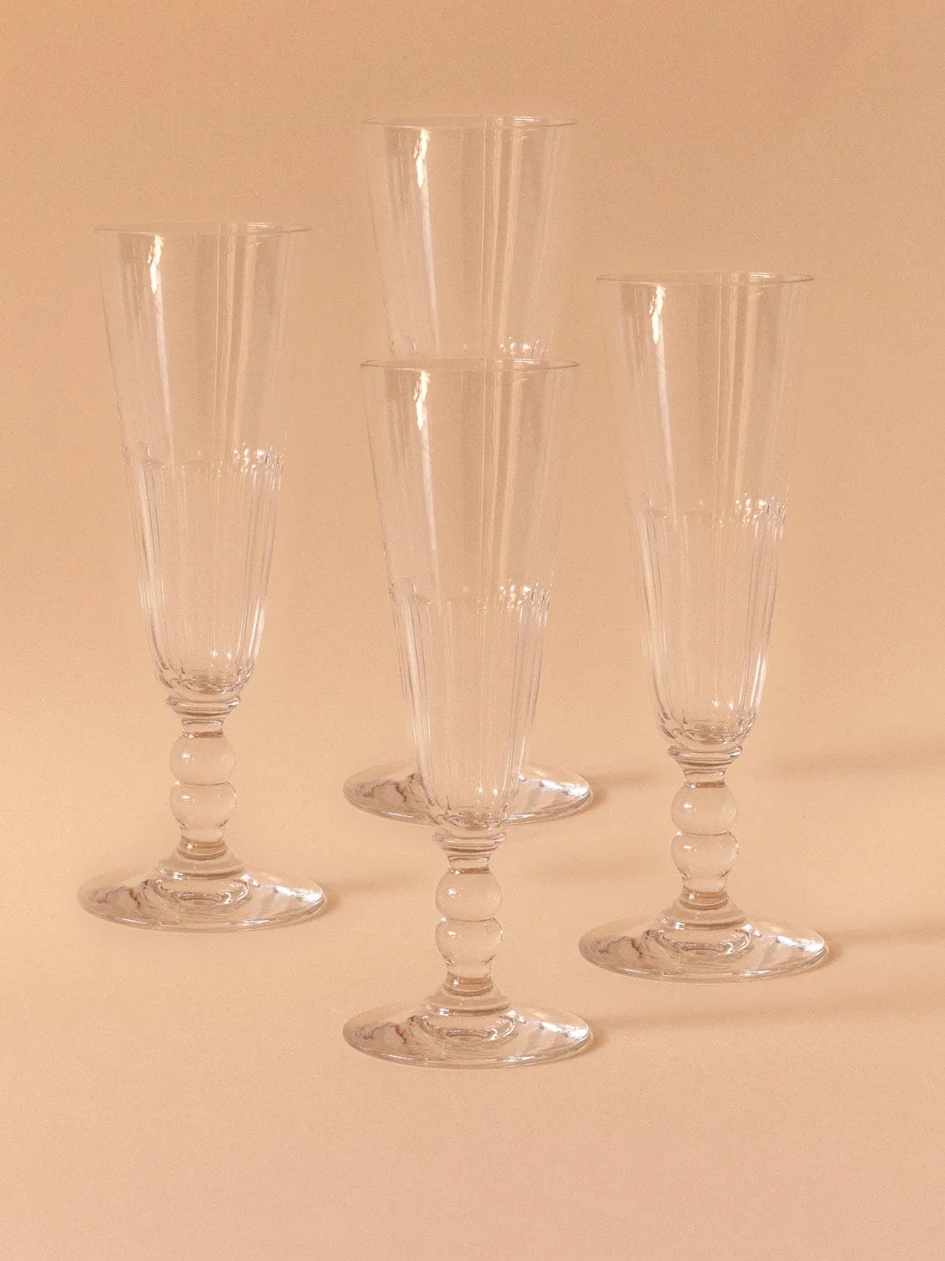 Juego de 4 flautas champagne años 20