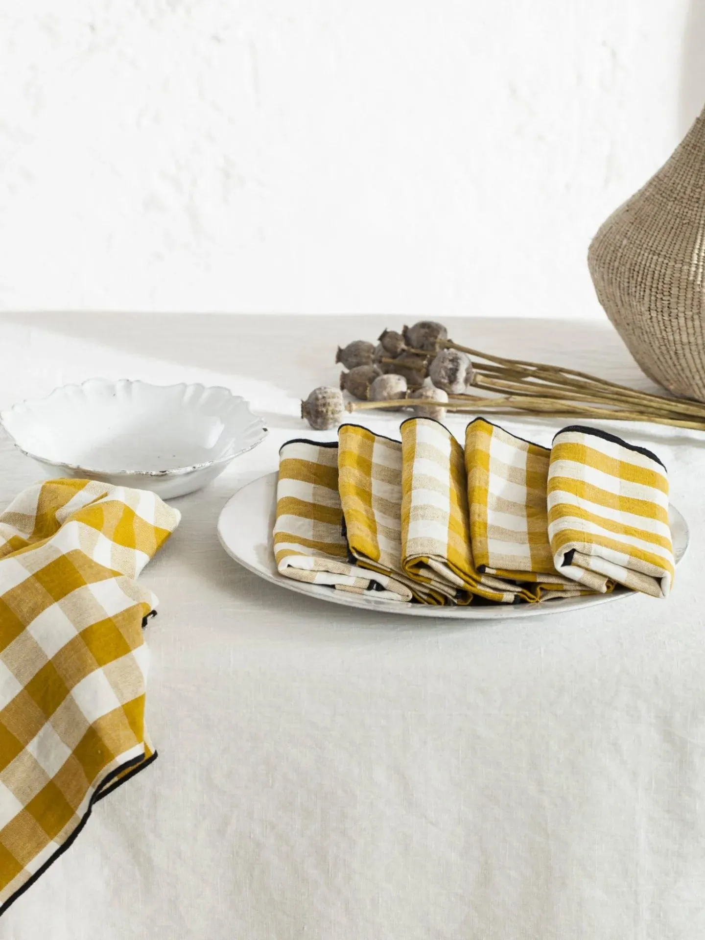 Servilleta vichy ocre Maison de Vacances 45x45cm