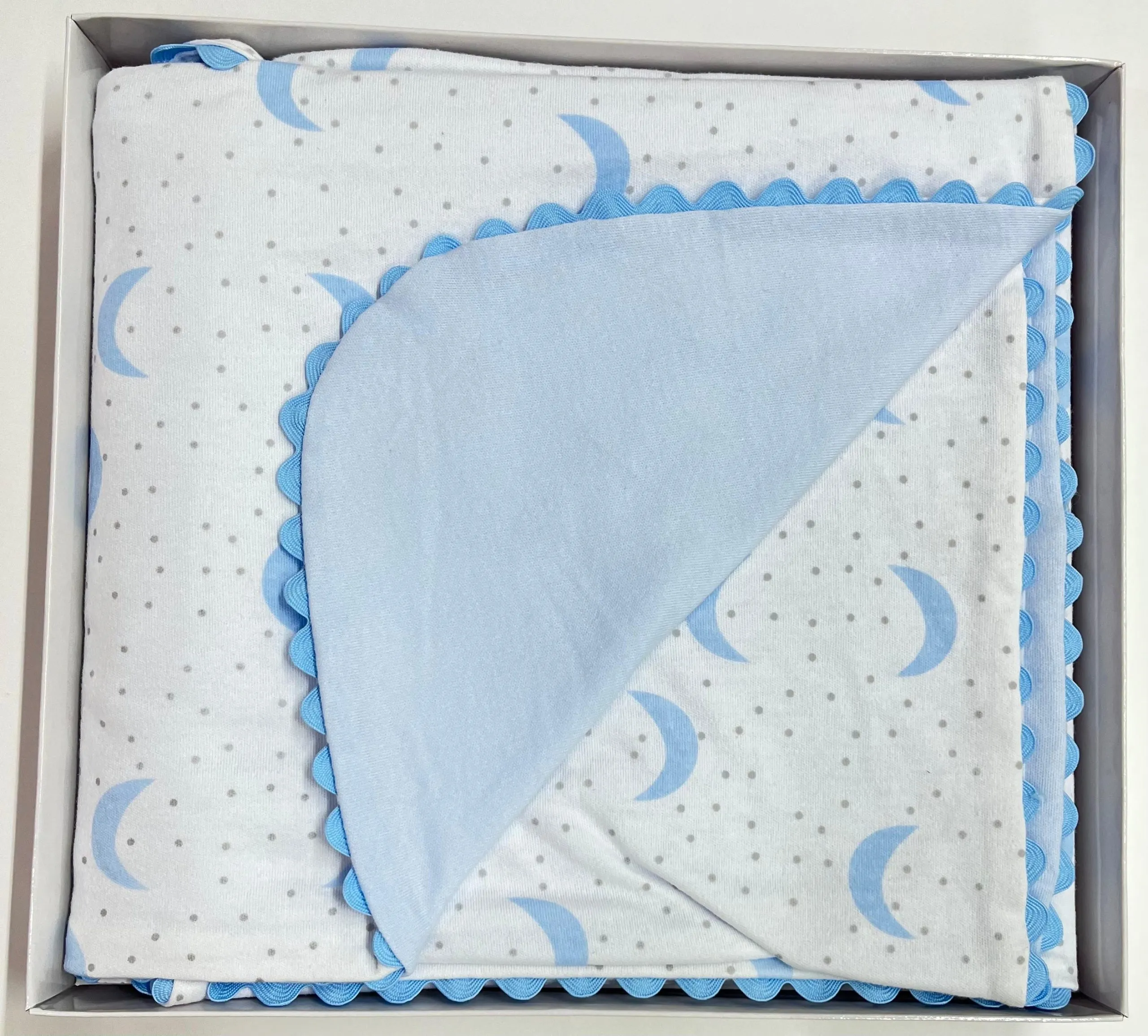 Arrullo de Algodón 100%. Modelo Luna Azul 80x80cm. Reversible