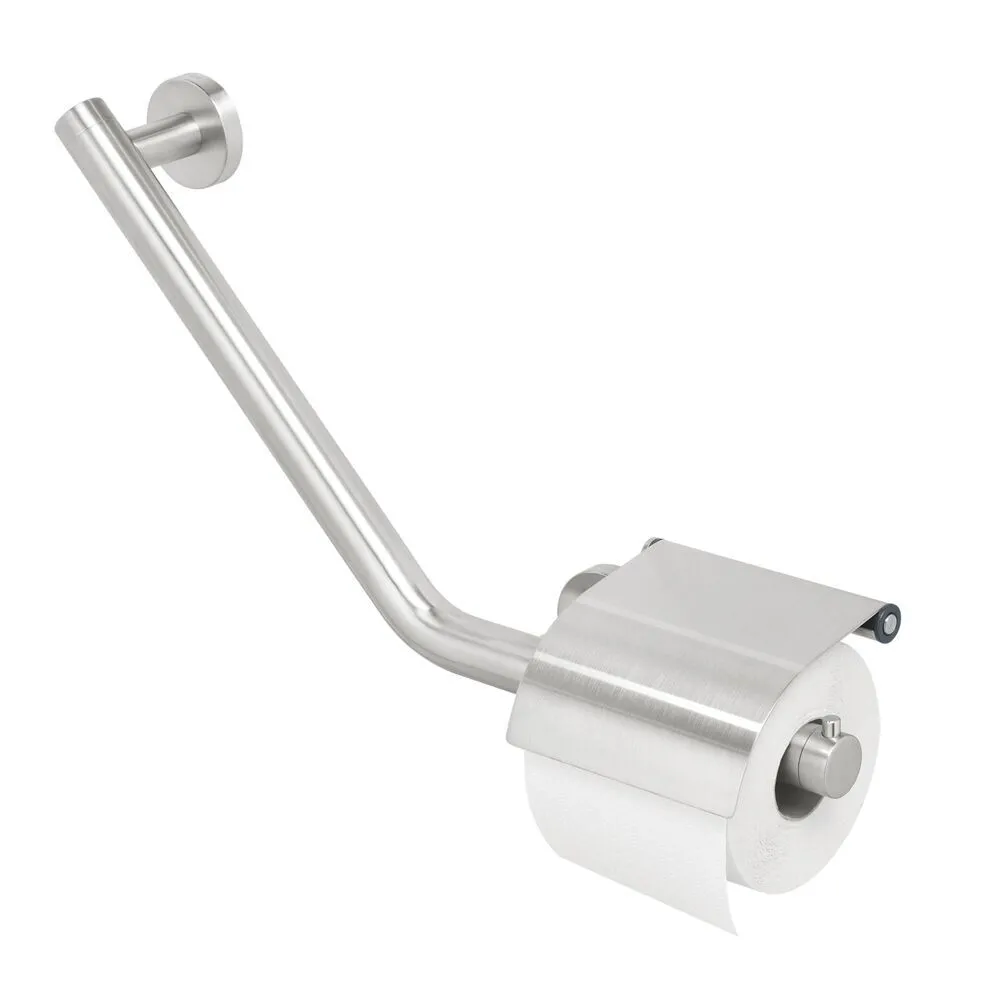 Barra con soporte de papel higiénico con tapa Boston Comfort & Safety, izquierda, acero inox. cepillado