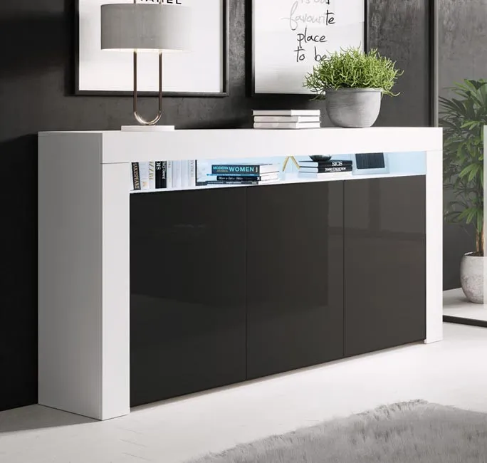 Aparador modelo Aker color blanco y negro ⟦ʀᴇᴀᴄᴏɴᴅɪᴄɪᴏɴᴀᴅᴏ⟧