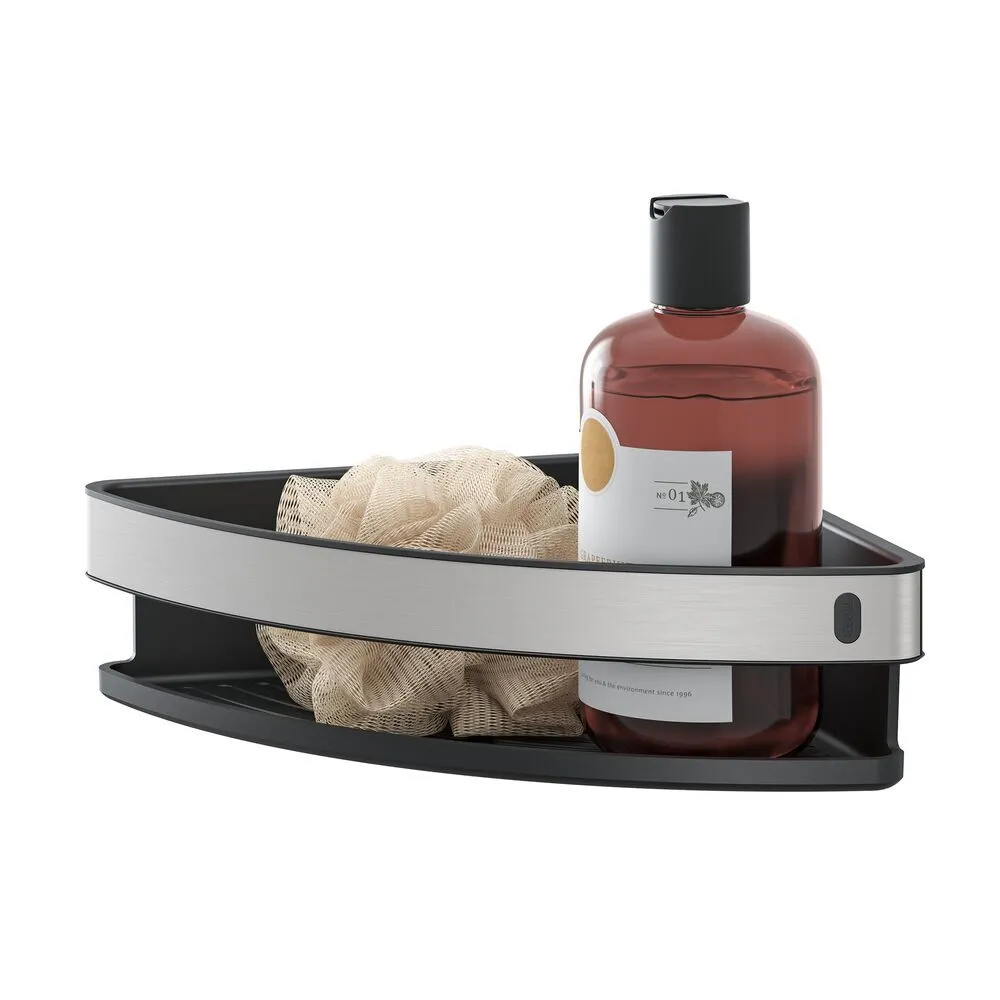 Cesta esquinera negro/acero inox. cepillado Cooper
