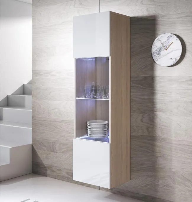 Vitrina colgante modelo Luke V6 (40x165cm) color sonoma y blanco