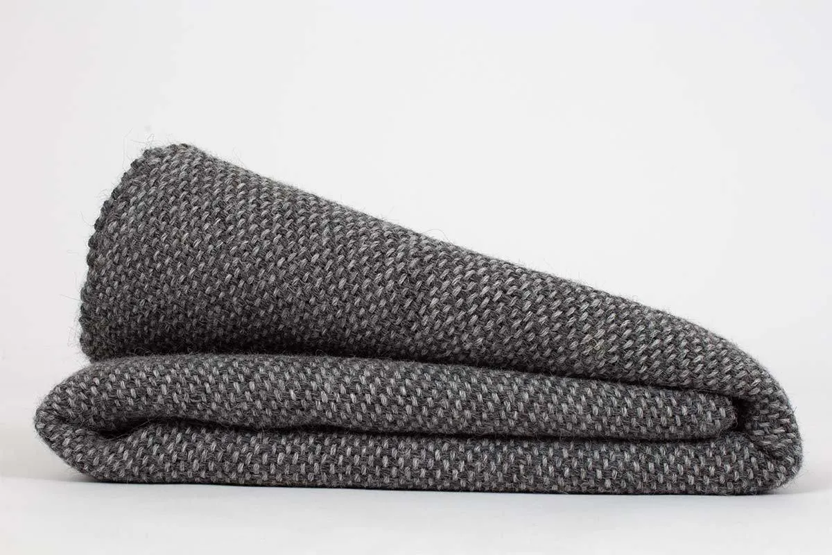 Manta de Alpaca gris lluvia y marengo