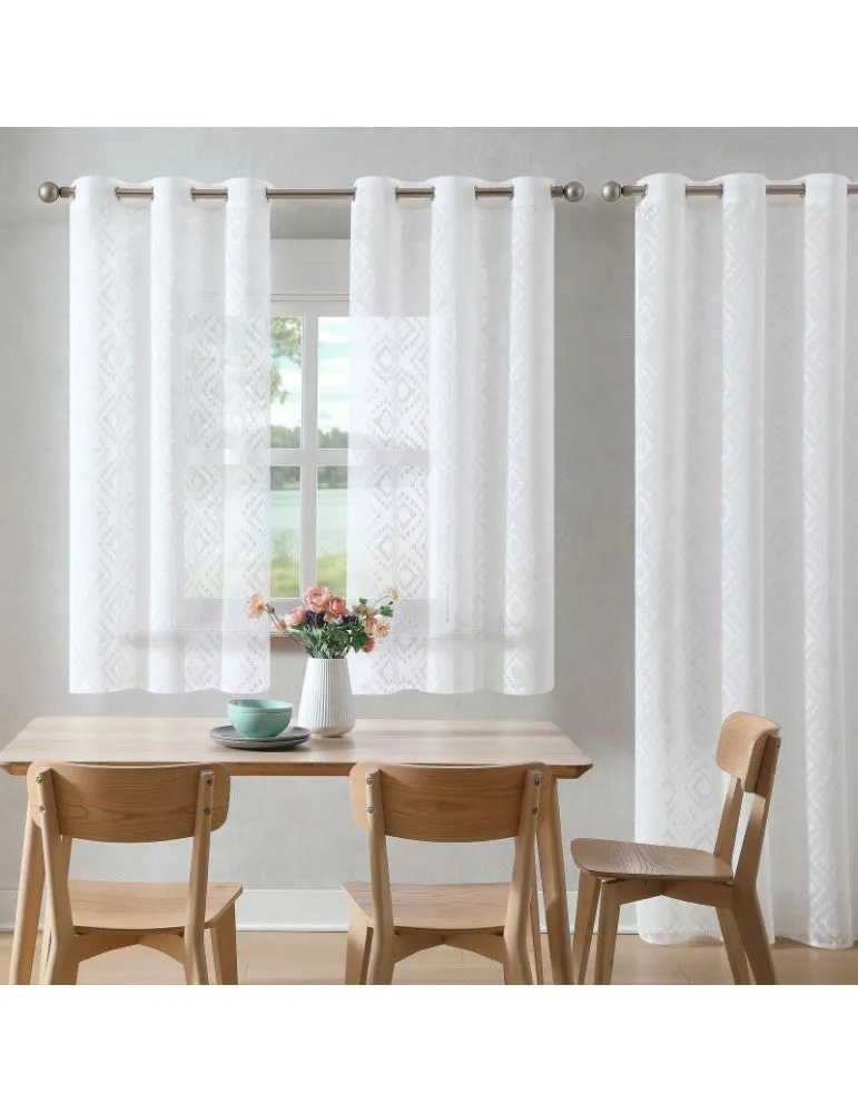 Visillo de Ventana para la Cocina 100x150cm MODELO ROMBO CON PUNTOS(impronta)
