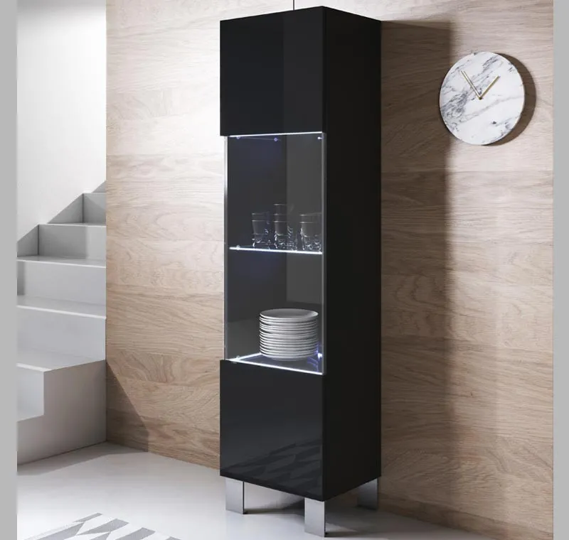 Vitrina modelo Luke V6 (40x177cm) color negro con patas de aluminio