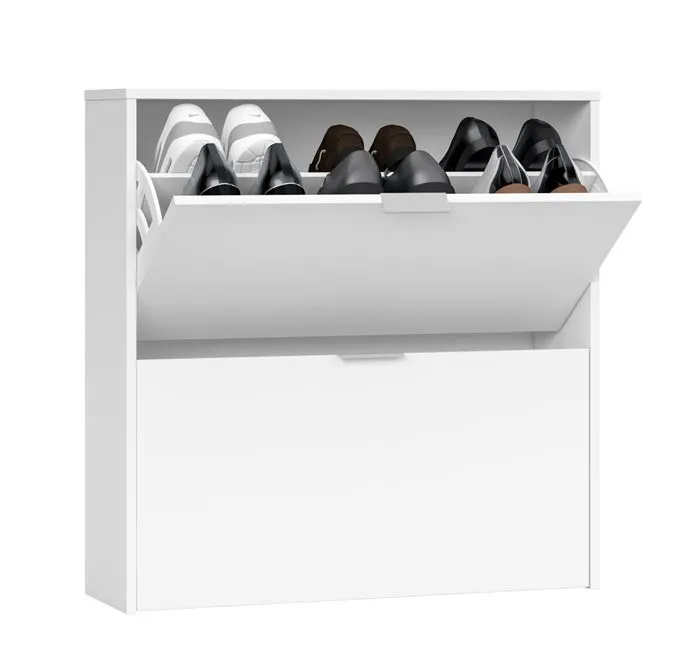 Zapatero 2 puertas abatibles modelo Ondara en color blanco