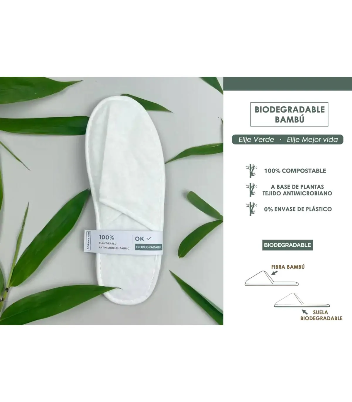Zapatillas Bambú Biodegradable 200 uds